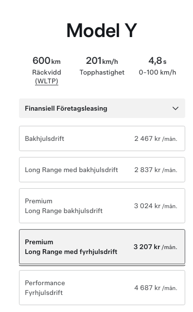 Räckvidd på hemsidan enligt WLTP