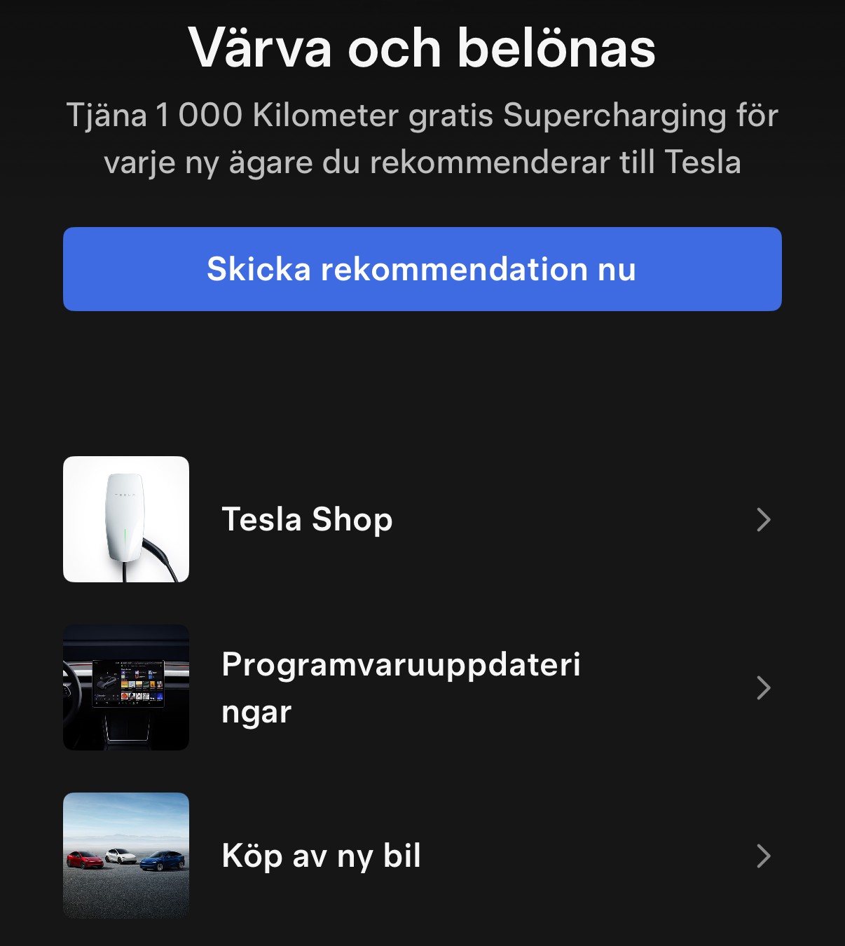 Teslas rekommendationsprogram - värva och belönas